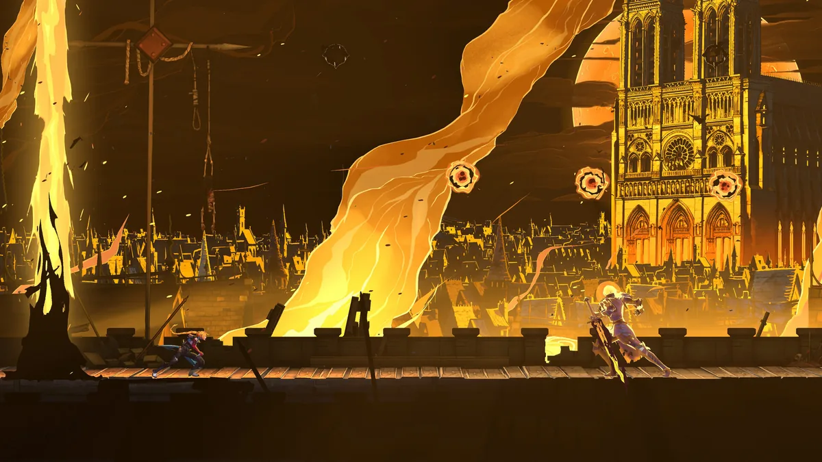 Official screenshot of a golden, sunlit area with statues and ornate architecture