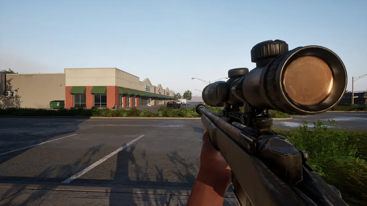 Official Hood Warfare 2 screenshot of a scoped rifle view with a visible reticle