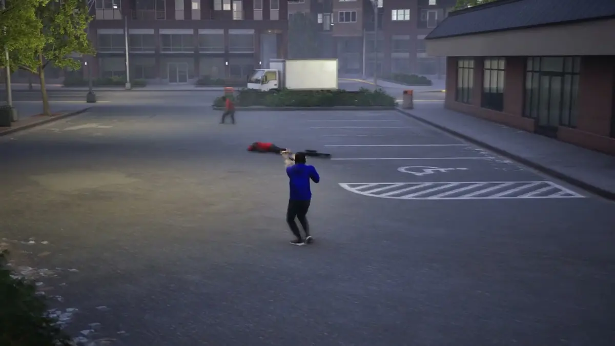 Official Hood Warfare 2 trailer still showing a street scene viewed from a distance