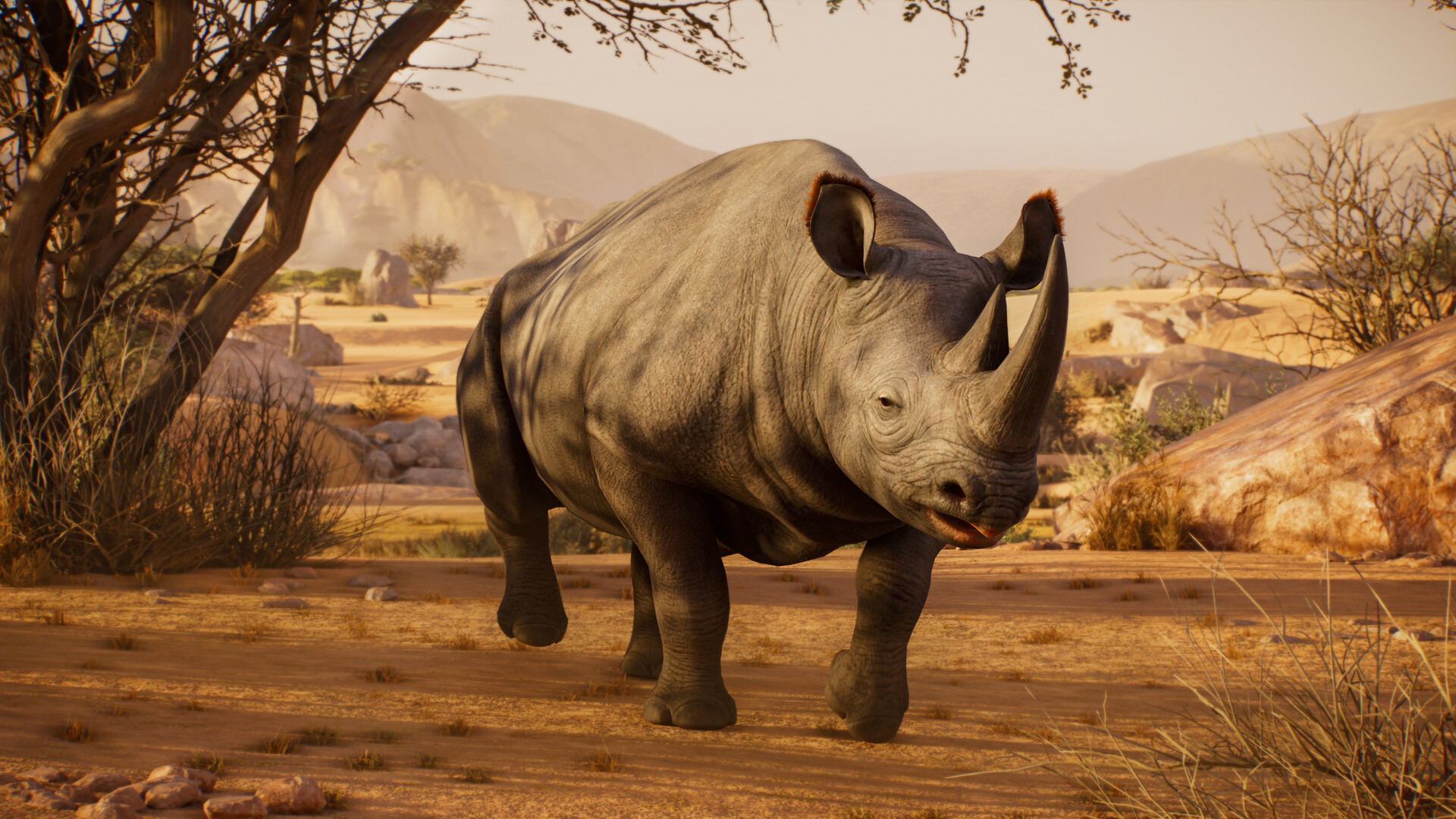 Black rhinoceros in an official Planet Zoo 2 screenshot