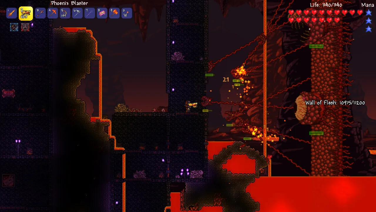 Official Terraria screenshot of a tall red and orange themed structure