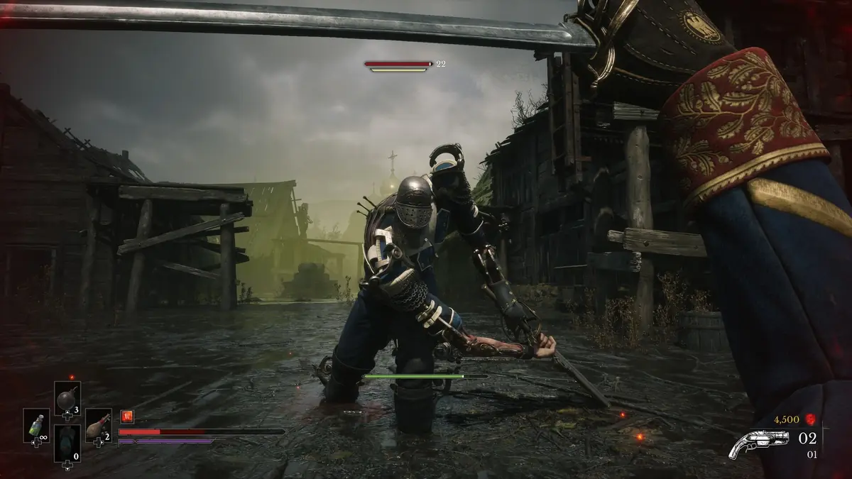 Official Valor Mortis screenshot of the player facing an armed enemy at close range